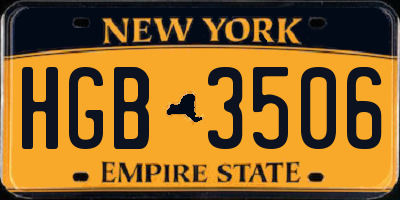 NY license plate HGB3506