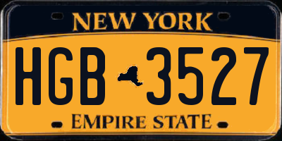 NY license plate HGB3527