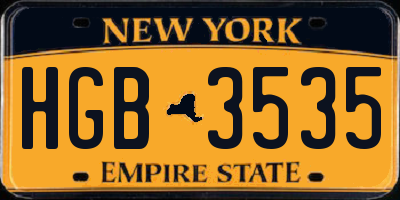 NY license plate HGB3535