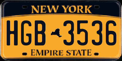 NY license plate HGB3536
