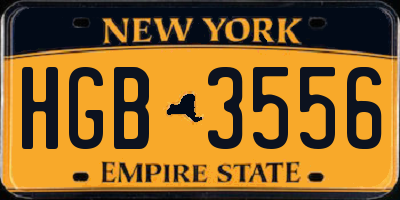 NY license plate HGB3556