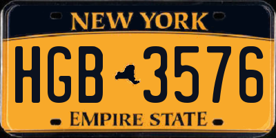NY license plate HGB3576