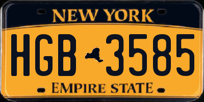 NY license plate HGB3585
