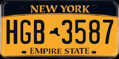 NY license plate HGB3587