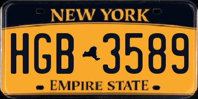 NY license plate HGB3589