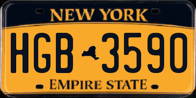 NY license plate HGB3590