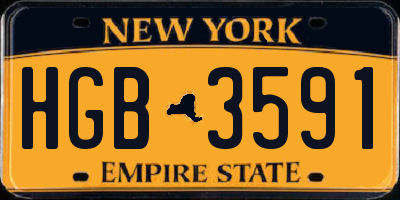NY license plate HGB3591
