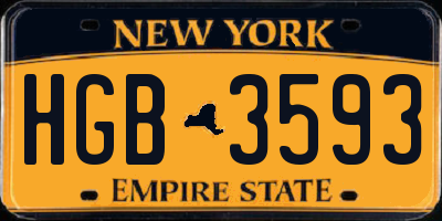 NY license plate HGB3593