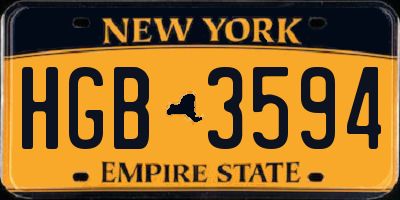 NY license plate HGB3594