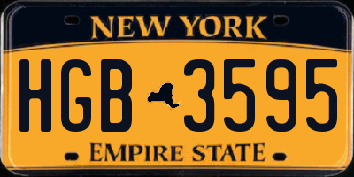 NY license plate HGB3595