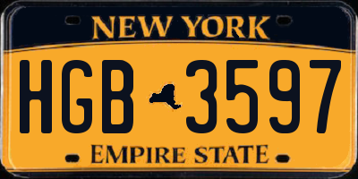 NY license plate HGB3597