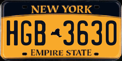 NY license plate HGB3630