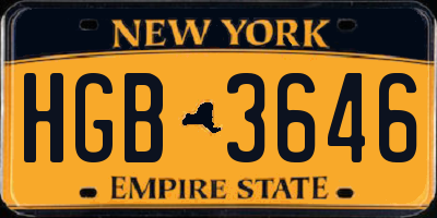 NY license plate HGB3646