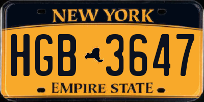 NY license plate HGB3647