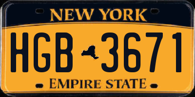 NY license plate HGB3671