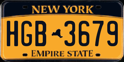 NY license plate HGB3679