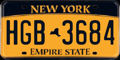 NY license plate HGB3684