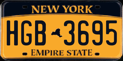NY license plate HGB3695
