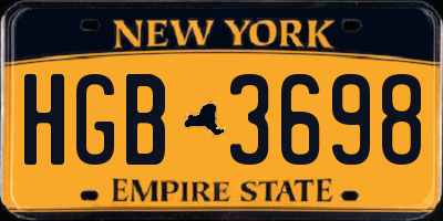 NY license plate HGB3698