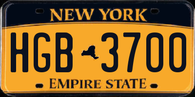 NY license plate HGB3700
