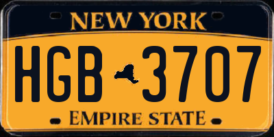 NY license plate HGB3707