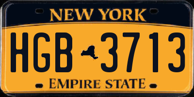 NY license plate HGB3713