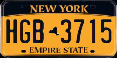 NY license plate HGB3715
