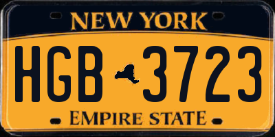 NY license plate HGB3723