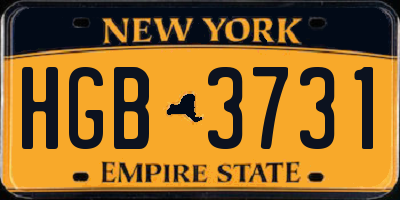 NY license plate HGB3731