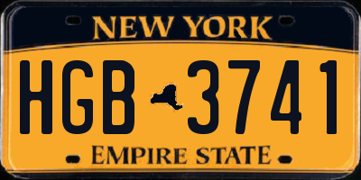 NY license plate HGB3741