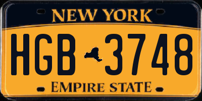 NY license plate HGB3748
