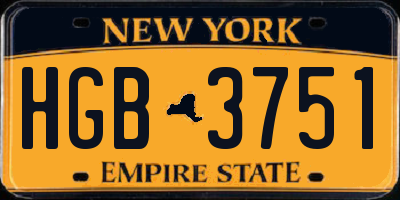 NY license plate HGB3751