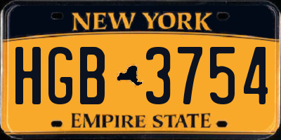 NY license plate HGB3754