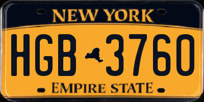 NY license plate HGB3760