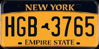NY license plate HGB3765