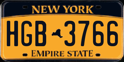 NY license plate HGB3766