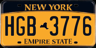 NY license plate HGB3776