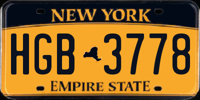 NY license plate HGB3778