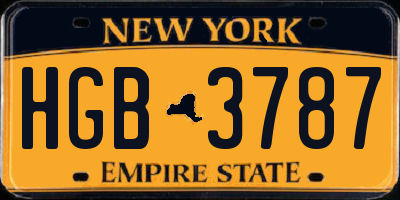 NY license plate HGB3787