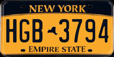 NY license plate HGB3794