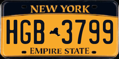 NY license plate HGB3799