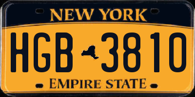 NY license plate HGB3810