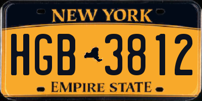 NY license plate HGB3812