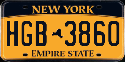 NY license plate HGB3860