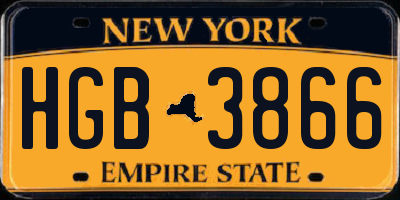 NY license plate HGB3866