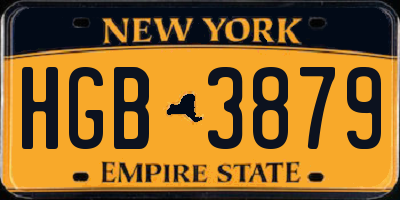 NY license plate HGB3879