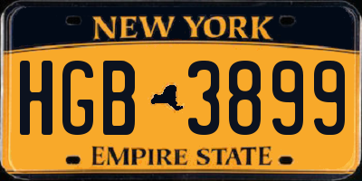 NY license plate HGB3899