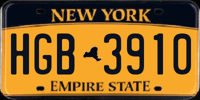 NY license plate HGB3910
