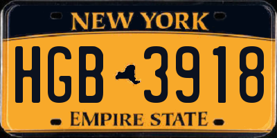 NY license plate HGB3918