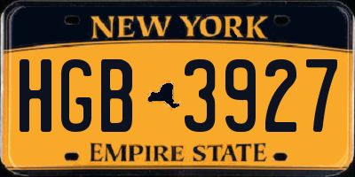 NY license plate HGB3927